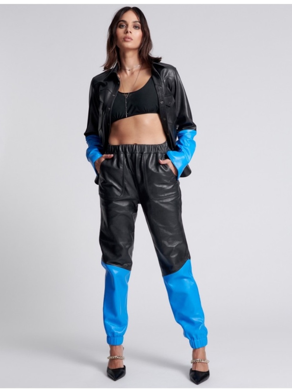 Free People OneTeaspoon Stand By Leather Track Pants Size Small Sheep Leather